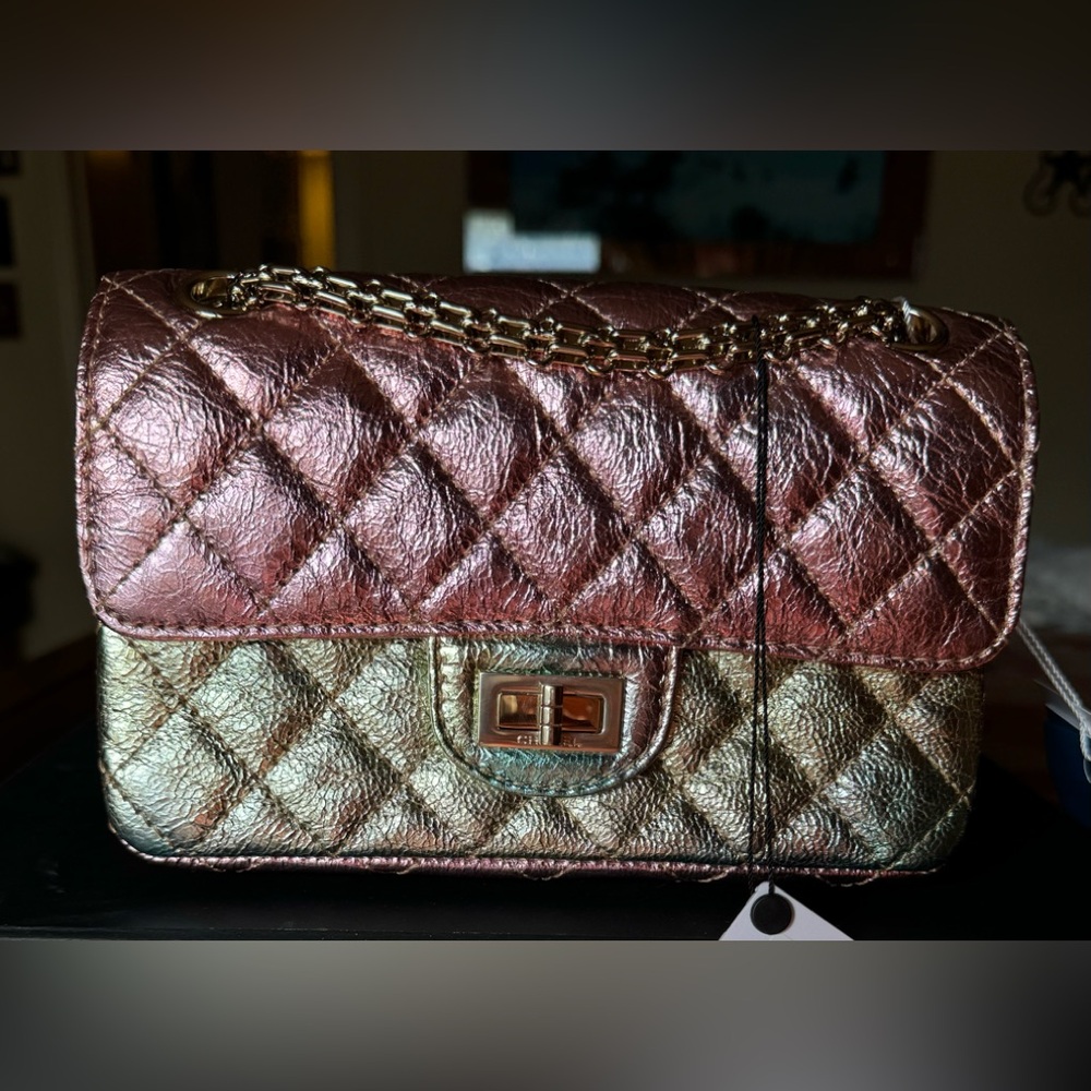 Beautiful Chanel MINT Mini metallic Rainbow reissue bag! Complete set! New Pics!